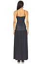 view 3 of 4 VESTIDO LONGO COM DECOTE REDONDO NA FRENTE E FRANZIDO in Navy & White Mult