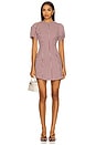 view 1 of 4 VESTIDO CURTO PEPLUM COM MANGAS BUFANTES in Plum & Ivory Mult