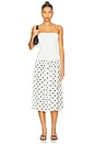 view 1 of 3 VESTIDO MIDI DE ALGODÃO CANELADO in White Multi