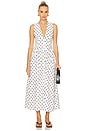 view 1 of 3 Button Front Scallop Dress in White & Black Multi