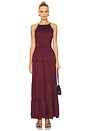 view 1 of 3 VESTIDO LONGO COM CINTURA BAIXA FRANZIDO in Plum