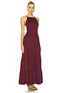 view 2 of 3 VESTIDO LONGO COM CINTURA BAIXA FRANZIDO in Plum