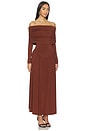 view 2 of 3 Off Shoulder Ruched Midi Dress in Burgundy