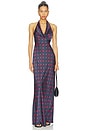 view 1 of 3 Cowl Halter Maxi Dress in Navy & Crimson