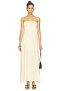 view 1 of 3 A Line Strapless Midi Dress in Pale Yellow