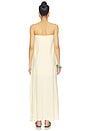 view 3 of 3 A Line Strapless Midi Dress in Pale Yellow