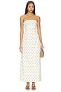 view 1 of 3 Strapless Fold Over Midi Dress in Ivory & Beige