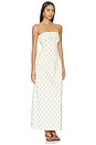 view 2 of 3 Strapless Fold Over Midi Dress in Ivory & Beige