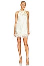 view 2 of 3 Feather Halter Mini Dress in Ecru & Champagne Feathers