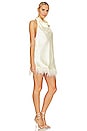 view 3 of 3 Feather Halter Mini Dress in Ecru & Champagne Feathers