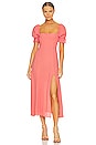 view 1 of 3 Puff Sleeve Midi Dress in Coral