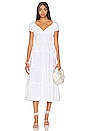 view 1 of 3 Puff Sleeve Smocked Midi Dress in Classic White