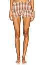view 1 of 5 Fold-Over Short in Gingham Pink & Brown