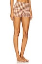 view 2 of 5 Fold-Over Short in Gingham Pink & Brown