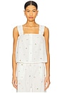 view 1 of 3 Ruffle Button Front Tank in Embroidery Floral Ivory