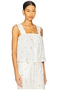 view 2 of 3 Ruffle Button Front Tank in Embroidery Floral Ivory