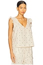 view 2 of 4 Ruffle Sleeve Boxy Top in Embroidery Polka Dot Oat & Black