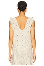 view 3 of 4 Ruffle Sleeve Boxy Top in Embroidery Polka Dot Oat & Black