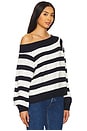 view 2 of 4 Off Shoulder Sweater in Navy & White