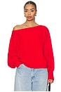 view 1 of 4 Off The Shoulder Balloon Sweater in Red