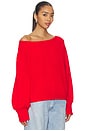 view 2 of 4 Off The Shoulder Balloon Sweater in Red