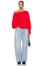 view 4 of 4 Off The Shoulder Balloon Sweater in Red