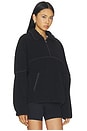 view 2 of 4 Fleece Quarter Zip in Black & Dark Brown