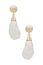 view 1 of 2 Hammered Pearl Earring in Gold Plated & Glass Pearl
