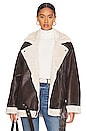 view 1 of 5 Suede Bonded Faux Fur Moto Jacket in Ivory & Cacoa