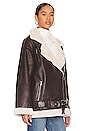 view 3 of 5 Suede Bonded Faux Fur Moto Jacket in Ivory & Cacoa