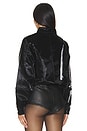 view 3 of 4 Faux Patent Leather Cropped Moto Jacket in Black