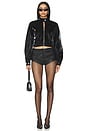 view 4 of 4 Faux Patent Leather Cropped Moto Jacket in Black