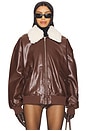 view 1 of 5 Faux Sherpa Collar Bomber Jacket in Brown