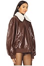 view 3 of 5 Faux Sherpa Collar Bomber Jacket in Brown