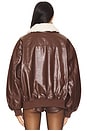 view 4 of 5 Faux Sherpa Collar Bomber Jacket in Brown