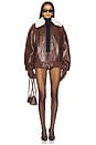 view 5 of 5 Faux Sherpa Collar Bomber Jacket in Brown