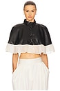 view 1 of 4 Ruffle Cropped Cape in Black & Sand