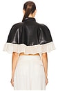view 3 of 4 Ruffle Cropped Cape in Black & Sand