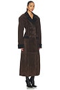 view 2 of 3 x Premium Double Breasted Suede Coat in Chocolate Brown & Black