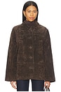 view 2 of 5 x Premium Suede Button Front Jacket in Chocolate Brown