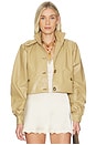 view 1 of 5 Balloon Sleeve Stand Collar Jacket in Taupe