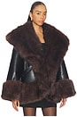 view 3 of 5 x REVOLVE Cocoon Faux Fur Jacket in Black & Dark Brown