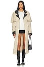 view 2 of 4 Vegan Leather Trim Trench Coat in Taupe & Dark Brown