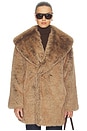 view 2 of 5 Shawl Collar Faux Fur Coat in Brown Multi