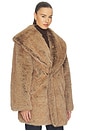 view 3 of 5 Shawl Collar Faux Fur Coat in Brown Multi
