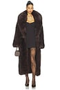 view 1 of 4 Long Faux Fur Jacket in Dark Brown