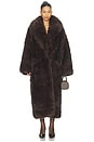 view 2 of 4 Long Faux Fur Jacket in Dark Brown