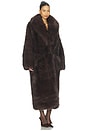 view 3 of 4 Long Faux Fur Jacket in Dark Brown