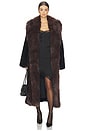 view 1 of 4 Faux Fur Belted Jacket in Black & Dark Brown
