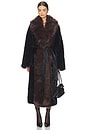 view 2 of 4 Faux Fur Belted Jacket in Black & Dark Brown